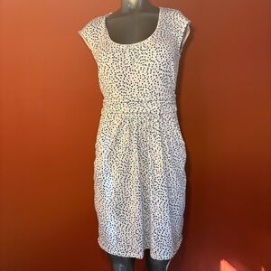 Boden White Blue Dots Jersey Dress Size 8